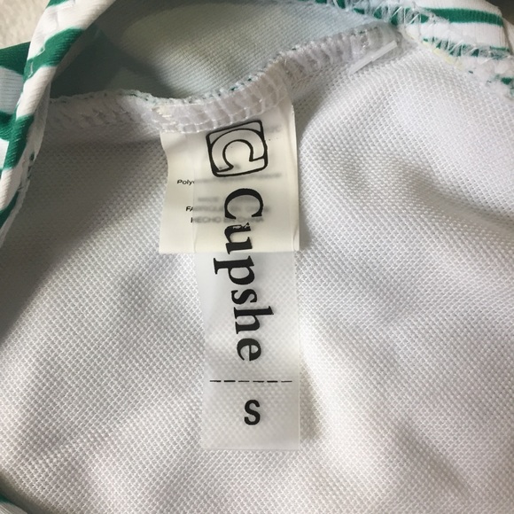 Cupshe One-Piece Swimsuit Green White Tropical - Picture 8 of 8